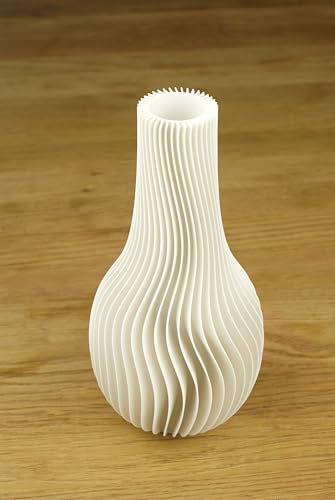 KAANY | 3D Druck Vase Luna | umweltfreundlich | nachhaltig | modernes Design | Made in Germany (Höhe 20cm, Durchmesser 10 cm) (Weiß)