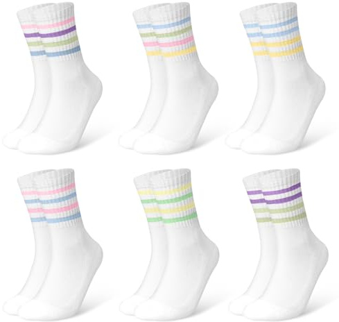 HAGOT HAGOTCalcetines Deporte Mujer 6 Pares, Calcetines Altos Mujer de Tenis, Amortiguadore, Transpirables y Antitranspirantes, 39-42 EU