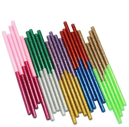 LALAFINA 50pezzi Stick di Colla Caldo Adesivi Colorati Colla Glitterata Realizzati in Materiale Sicuro Eva per Progetti Artigianali Casa e Ufficio Facili da Usare Resistenza Forte
