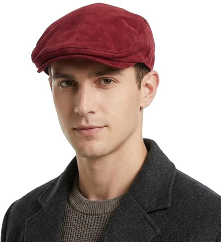 howkuhat Mens Flat Cap Gatsby Ivy Newsboy Cap for Men Vintage Adjustable Lightweight Forward Hat Men's Flat Caps Unisex for Spring Autumn (UK, Alpha, One Size, Wine Red)