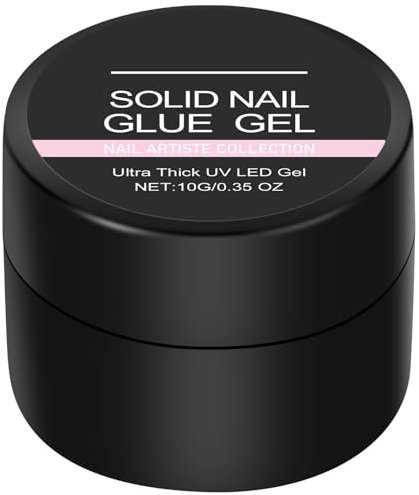 Pegamento para Parche de Uñas, 10g Pegamento de para Uñas, Pegamento de Uñas en Gel Sólido, Pegamentos para Uñas Necesario Curado UV, Adhesivo Sólido para Parche de Uñas Extra Fuerte