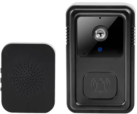 Suoumwa Timbre Inalámbrico WiFi con Cámara, Intercomunicador Bidireccional, Timbre Inteligente para el Hogar, Cambio de Voz, Cámara de Visión, Color Negro