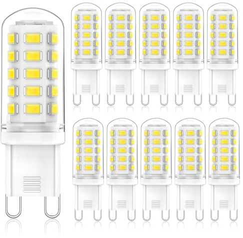 Eco.Luma Ampoules LED G9 3W Blanc Froid 6000K 520LM, Équivalent 50W Halogènes, Angle de Faisceau 360°, Non Dimmable AC 220-240V Économie D'énergie Ampoule, Sans Scintillement, Lot de 10