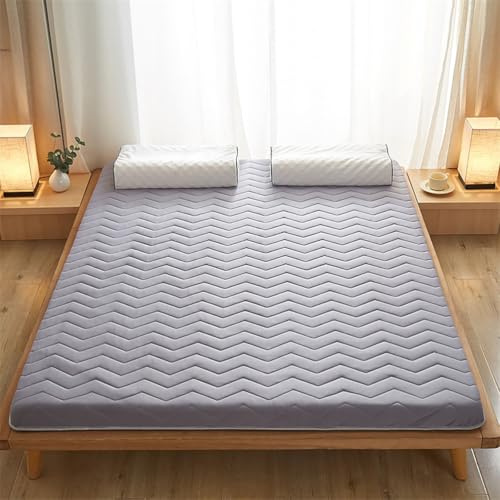 Genérico Colchón de Suelo de 150X190cm, 5 Cm de Grosor, Portátil, Enrollable y Plegable Tipo Futón Tatami para Cama Individual/Doble Dormitorio Apartamento de Alquiler,Gris