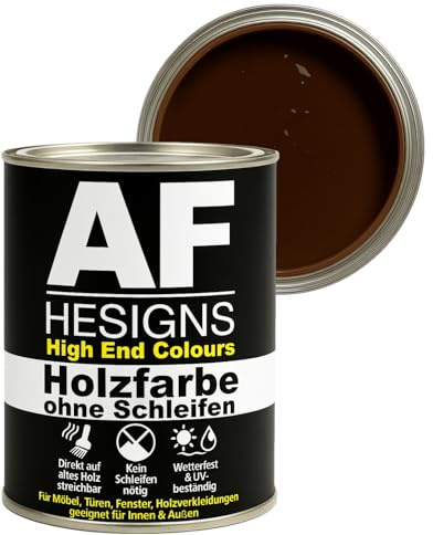 Alex Flittner Designs Möbelfarbe ohne Schleifen in Nussbraun RAL8011 seidenmatt 750ml Möbellack Holz & Metall Innen/Außen