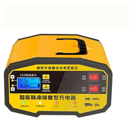 Protoence Cargador para Batería de 12V | Cargador De Batería De Coche 12V 24V,Mantenedor De Carga Automática Digital,para Automóvil Carrito De Golf Camioneta Sedán Motocicleta Exterior