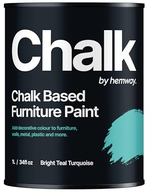 Chalk Based Furniture Paint, Bright Teal Turquoise 1L, Matt Finish Shabby Chic, Chalk Paint Furniture & Walls, Quick Dry & 1 Coat, Hemway