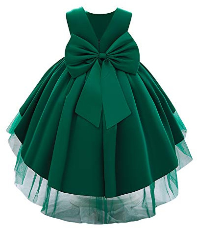 IBAKOM Bébé Filles Petits Enfants élégant sans Manches col en V Bowknot Satin Formelle fête Mariage Demoiselle d'honneur Communion baptême Princesse Robe de Bal