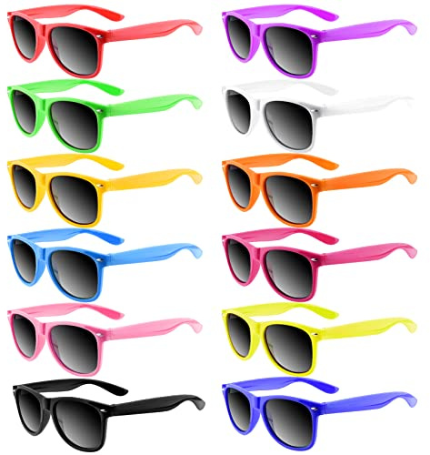TUPARKA 12 Pack Gafas de sol Colores neón Gafas de sol Favores de fiesta Goody Bag Fillers Bulk para fiesta de cumpleaños Beach Pool Party, 12 colores