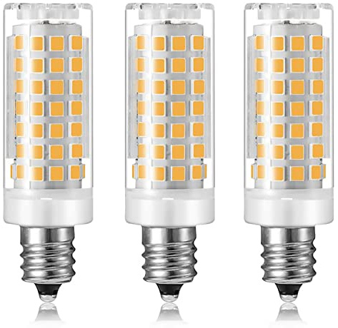 MORATER Lampadina LED E12 Dimmerabile 7W Lampadina C7 Equivalente a Lampadina Alogena E12 60W, Bianco Caldo 3000K T6 Base 220V E12 Lampadine Candelabri per Ventilatore a Soffitto (3-pack, Warm White)