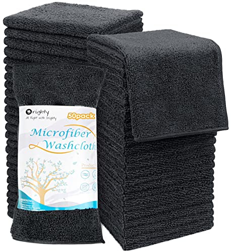 Orighty Juego de Toallas de Microfibra, Altamente absorbentes y súper Suaves, paños Multiusos para baño, Hotel, SPA y Gimnasio, 12.0 x 12.0 in, Color Negro