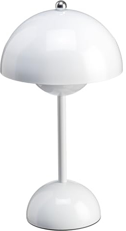 Luxus - Tischlampe Touch Deluxe - Josephine - Weiß - H30 x Ø16 - Terrassenlampe - Schreibtischlampe - LED - Wiederaufladbar - Dimmbar - Kabellos - Tischlampe für innen und außen