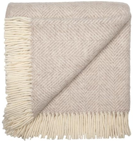 Prince of Scots Highland Tweeds Überwurf aus 100 % reiner Schurwolle, Fischgrätenmuster (Leinen)