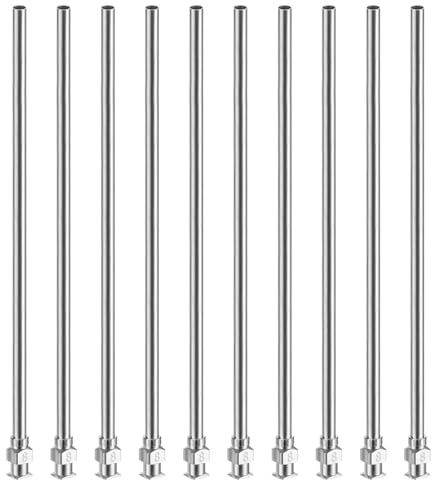 PATIKIL Dosiernadel Stumpfe Kanülen 8G, 10 Stück 5 Zoll Edelstahl Nadeln für Spritzen Flüssigkeitsdosierkanülen mit Lure Lock zum Nachfüllen Flüssigtinten Klebstoffen Kleber