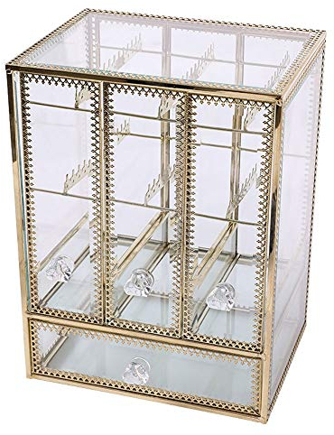 OZBMA Astucci per Gioielli Cassettiera per Gioielli in Vetro Stile Europeo Dorato Princes S con cassetto Vetrina per Gioielli Portagioie per Donna