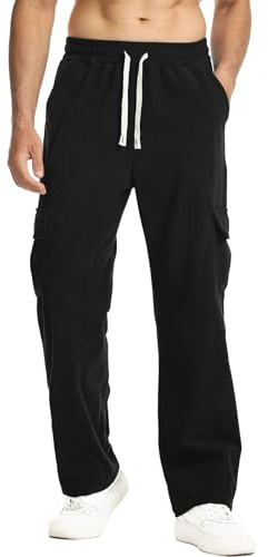 Suwangi Pantaloni in Velluto a Coste da Uomo Pantaloni Cargo Pantaloni Dritti Casual in Velluto a Coste Invernali con Coulisse e Vita Elastica con 4 Tasche