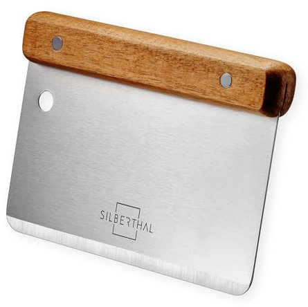 SILBERTHAL Teigkarte Edelstahl 16cm groß - Teigschaber für Brot, Pizza, Gemüse - Teigmesser zum einfachen Portionieren, Schneiden und Aufschaben