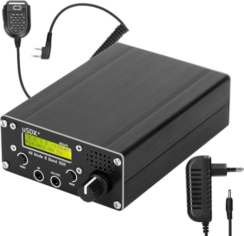 Uxsjakjsd Transceptor USDR USDX+ Plus V2 10/15/17/20/30/40/60/80 M 8 Bandas SDR SSB de Alta Frecuencia QRP con Interfaz BNC y Enchufe Europeo