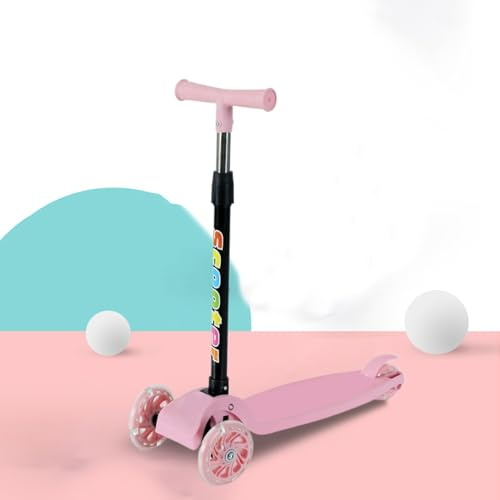 XUQEAYWD Trottinette 3 Roues pour Enfant, Trottinette Enfant Portable, Scooter Pliable avec Clignotantes, Guidon Réglable, Hauteur Réglable, pour Garçons Filles De 2-8 Ans