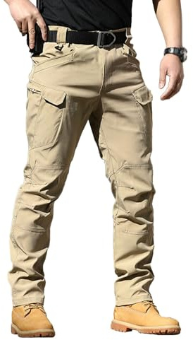 Générique 2 Articles Pantalon Tactique Homme Cargo Treillis Militaire Randonnée Chasse Pantalon de Travail Pantalon Cargo Homme Tactique Combat Stretch Extensible Séchage Rapide (Pas de Ceinture)