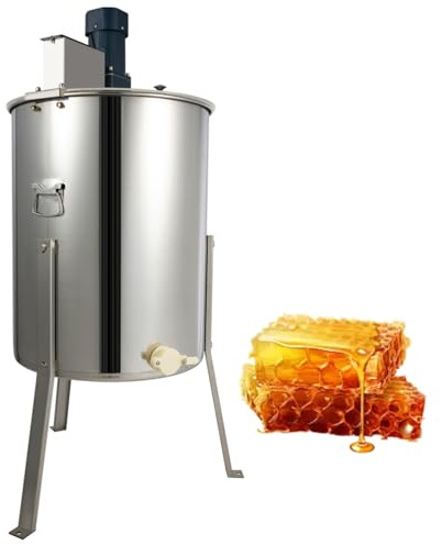 DAOHHFO Elektrische Honigschleuder 140W Honig Extraktor aus Edelstahl 4 Rahmen Bienenstock Edelstahl Imkerei Honigschleuder mit Acryl Deckel, Edelstahl Honigextractor, für Honigindustrie, Geschäften