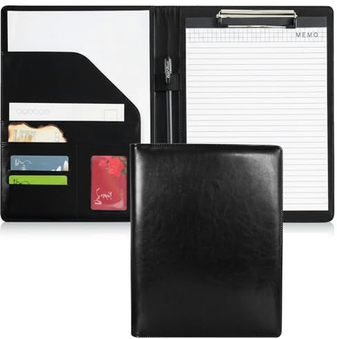 Porte Documents A4 à Clip, Document Conférencier en PU Cuir, Dossier Presse-Papiers a4, Porte Bloc-Notes, Porte Bloc-notes pour Bureau Agenda Conférence, Livré avec Stylo et Bloc-Notes