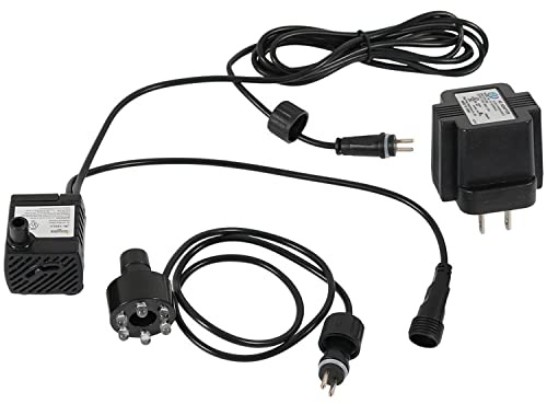 Sunnydaze 40 GPH Submersible Water Pump – 12V Small Fountain Pump with Adjustable Flow, LED Light & Transformer for Fountains, Bird Baths, Aquariums