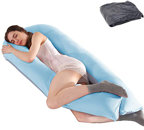GRANDMA SHARK Pregnancy Pillow for Sleeping, U Shaped Pillow, Large pillow, Maternity Body Pillow with Pillowslip, Blue