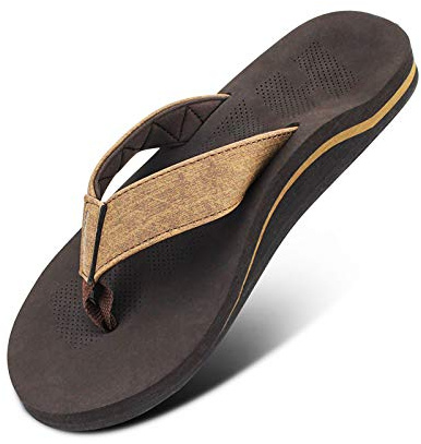 WalkHero Men's Sandals Flip Flops Orthotic Arch Support Soft Cushioning