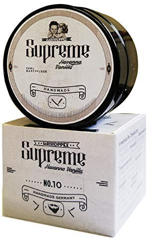 Beard Wax Tobacco Vanilla Havanna Supreme Scented | Barber Company Bartstoppel© | Moisturiser Strong Hold | Contains Hydrating Jojoba Argan Oil | Men's Fragrance