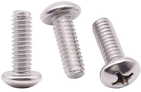 #10-24 x 1/2 inch (50 pcs) Phillips Pan Head Machine Screw Bolt, 304 Stainless Steel 18-8 Rounded Head Screws, UNC Full Thread, Bright Finish