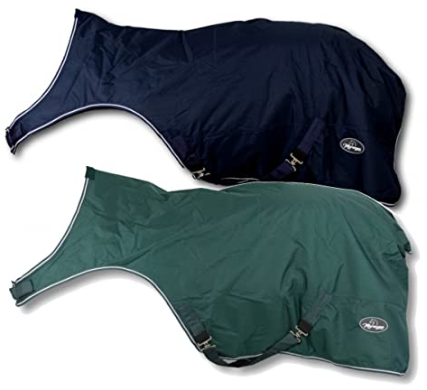 Marengos - Führanlagendecke Comfort | Führmaschinendecke mit Fleece-Innenfutter | Longierdecke mit Kreuzgurten | wasserdicht & atmungsaktiv | Pferdedecke in tannengrün 145 cm & 100g/m² Füllung