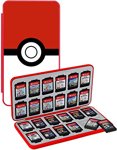 Konphat Game Card Case for Nintendo Switch/Switch Lite/OLED, Switch Cartridge Organizer Storage Box Game Holder with 24 Game Card & 24 Micro SD Cards Slots, Soft Silicone Lining