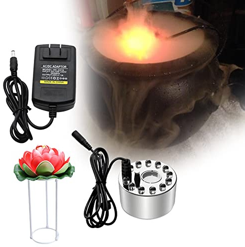 IINCOOY 24V 12 LED Color Changing Ultrasonic Mist Maker Fogger Water Fountain Pond Atomizer Air Humidifier with Splash Shelf for Fish Tank, Vase (Color : Small Mist)