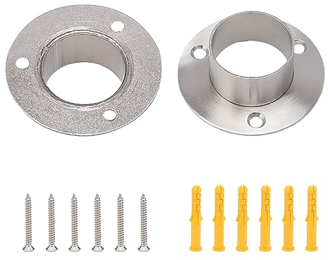 Unxuey Stainless Steel Closet Rod Flange Holder, Supports Flange Rod Holder for Diameter 1.5 inch (38mm) Steel Pipe, Pack of 2