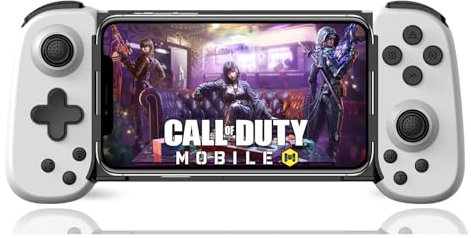 Phone Game Controller for iPhone/Android, MFi Wireless Mobile Gamepad for iOS/Switch/PC/PS/Xbox/Cloud Gaming Stretchable Bluetooth Joystick for iPhone 15 14 13/Plus/Pro/Max, Direct Play (White)