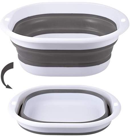 Yzpklhw Lavabo Pieghevole, 2,7 l, Ciotola Pieghevole Portatile, Salvaspazio, Per Campeggio e Cucina, Grigio