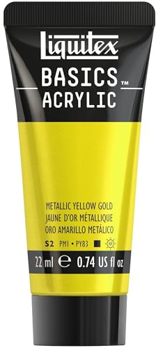 Liquitex Acrilico Basics - Tubo di Pittura Acrilica, Oro Giallo Metallizzato, 22 ml
