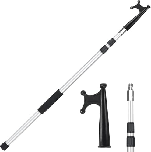 Lineslife 2.4m Telescopic Boat Hook Aluminium Heavy Duty, for Docking Boat Hook Floating, essential ship accessories,Anti slip handle design,