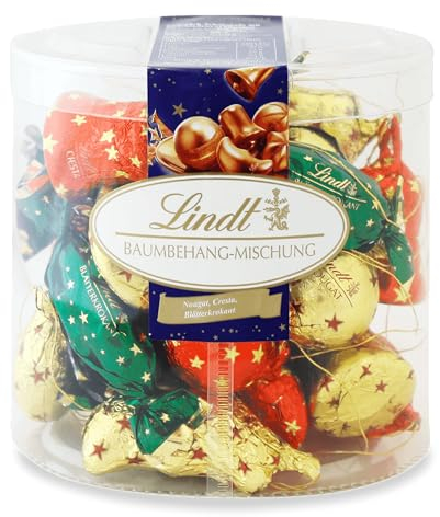 Lindt Schokolade zu Weihnachten | Baumbehang Mischung | 484 g Großpackung | 3 köstliche Spezialitäten: Cresta, Nougat, Blätterkrokant | Schokoladengeschenk zu Weihnachten