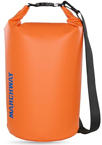 MARCHWAY Floating Waterproof Dry Bag Backpack 5L/10L/20L/30L/40L, Roll Top Sack Keeps Gear Dry for Kayaking, Rafting, Boating, Swimming, Camping, Hiking, Beach, Fishing (Deep Orange, 20L)