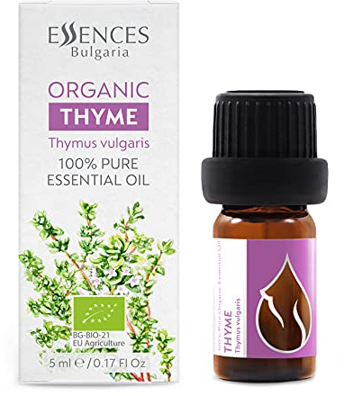 Essences Bulgaria BIO Thymian Ätherisches Öl 5ml | Thymus vulgaris | 100% Naturrein | Unverdünnt | BIO-zertifiziert | Spitzenqualität aus Familienbetrieb | Ohne Gentechnik | Vegan