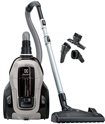 Electrolux Pure C9, Aspirateur Traineau sans Sac, Aspiration Puissante, 7 étapes de Filtration, Poignée Flexible avec Variateur de Flux d'air, Accessoires 3 en 1 Clipsés sur Poignée, PC91-4MG, Gris
