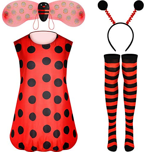 Blulu Women Ladybug Costume Set World Book Day Costumes for Adult Cosplay Halloween Carnival(L)