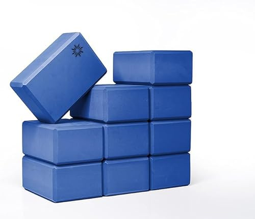 Sunshine Yoga 4 Yoga Block, 10 Pack Bulk EVA Foam Yoga Blocks, Firm and Supportive Yoga Brick for Stretching and Workout, Balance Foam for Schools and Studios, 4 x 6 x 9, Blue