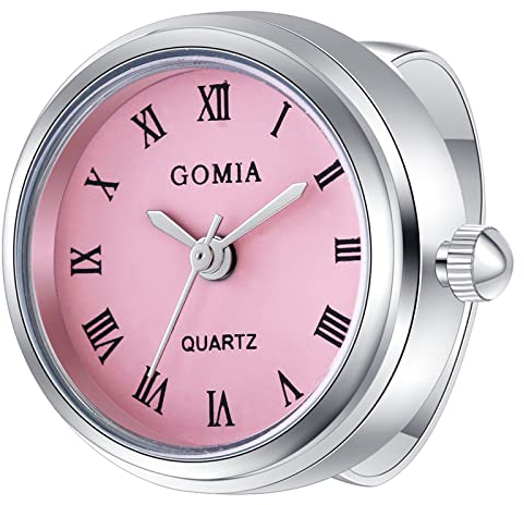 Avaner Ringuhr Fingeruhr mit rundes Gehäuse Mehrfarbiges römisches Zifferblatt Verstellbarer Ring 3ATM Wasserdicht Ring Uhr Finger Uhr ALS GESHCNEKE für Damen