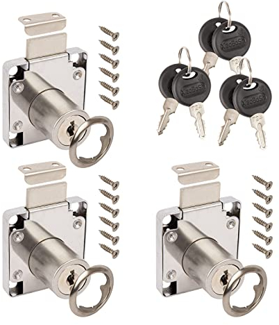 FRUHLING 3 piezas Acerradura de Cajón Cerraduras de Leva Cerradura para Muebles para gabinete de exhibición cajón de oficina doméstica puerta armario buzón