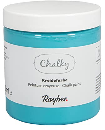 Rayher Turquoise Chalky Finish Paint for Vintage Style Crafts, Water-Based Chalk Paint for DIY Shabby Chic Furniture, Wall Paint with a Chalk Finish, 230ml, 35048407