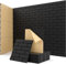 Acoustic Panels, 12 Pack Sound Absorbing Panels Self-adhesive, Studio, Bedroom, Gaming Room, Office, Decorative Brick Acoustic Tiles for Walls Door Ceiling 11.8 X 11.8 X 0.4 Black