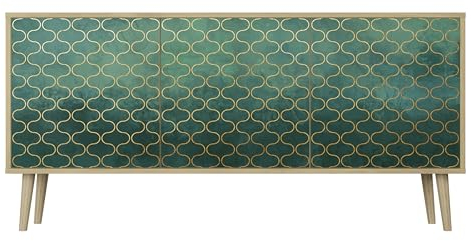 HEALANCY Komodenschrank - Kommode mit 3 Türen- Flurkommode- Schrank - Highboard - Kleiderschrank Möbel - Wohnzimmer Schlafzimmer Esszimmer Flur - Sideboard- Riva-Eiche